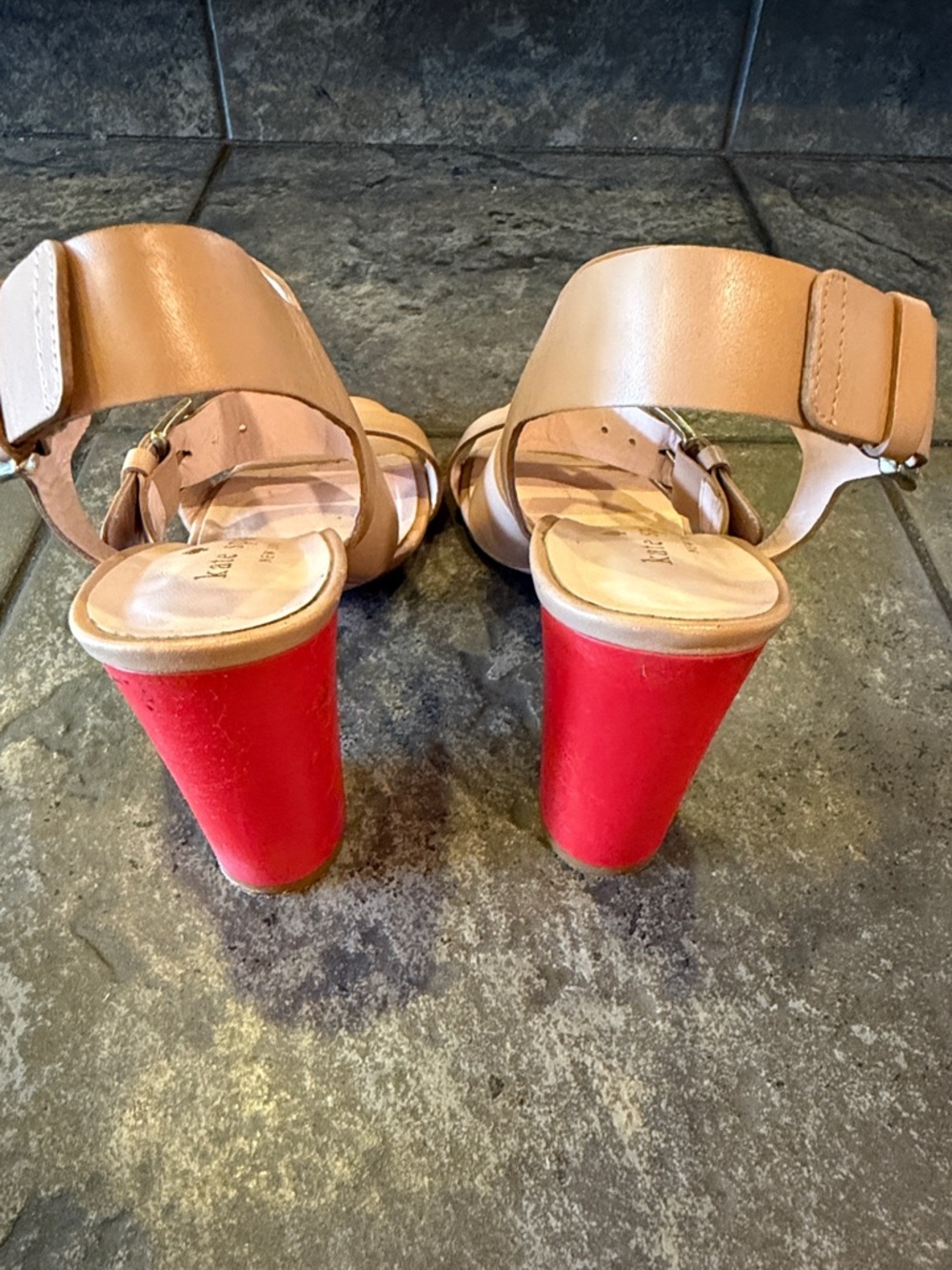 kate spade Nude Multi-Strap Block Heel Sandals - Picture 2 of 5